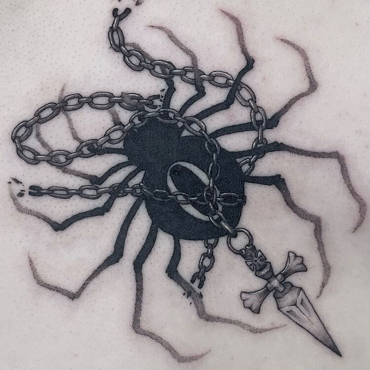 Spider with Chain Tattoo