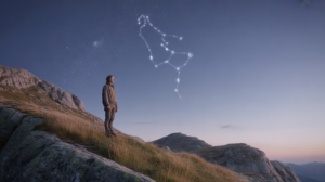 Personne debout au sommet d’une montagne au lever du soleil, dans une scène réaliste évoquant la détermination et la profondeur émotionnelle du signe du Capricorne.
