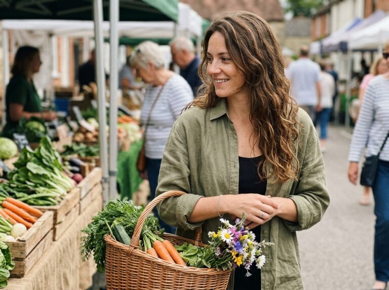 Marché du village, panier de légumes